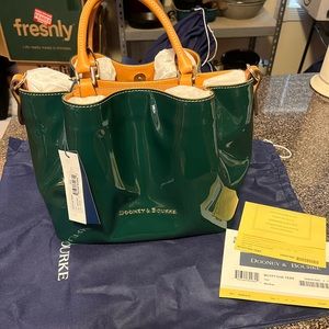 Dooney and Bourke Patent Leather Large Barlow in the color Teal. NWT